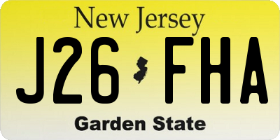 NJ license plate J26FHA
