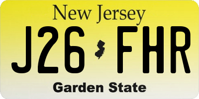NJ license plate J26FHR