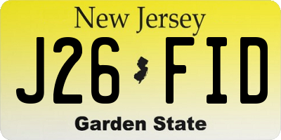 NJ license plate J26FID