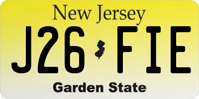 NJ license plate J26FIE