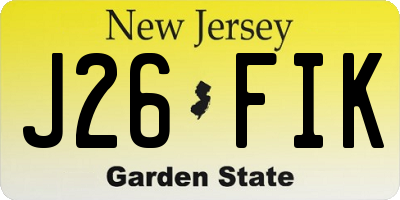 NJ license plate J26FIK