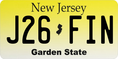 NJ license plate J26FIN