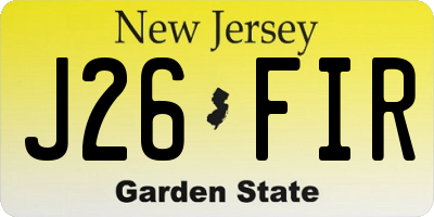 NJ license plate J26FIR
