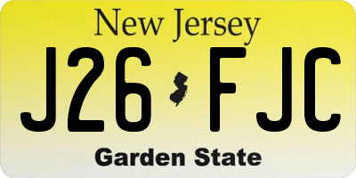 NJ license plate J26FJC