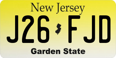 NJ license plate J26FJD