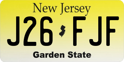 NJ license plate J26FJF