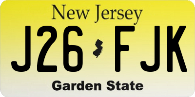 NJ license plate J26FJK