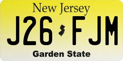 NJ license plate J26FJM