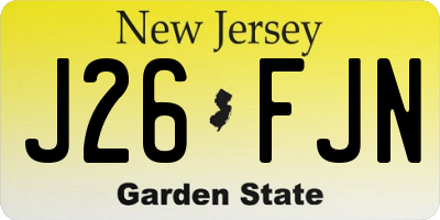 NJ license plate J26FJN