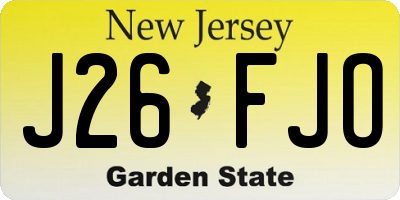 NJ license plate J26FJO