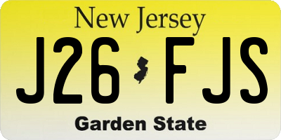 NJ license plate J26FJS