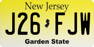 NJ license plate J26FJW