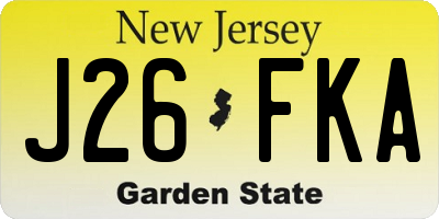NJ license plate J26FKA