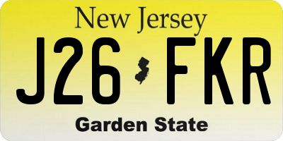 NJ license plate J26FKR