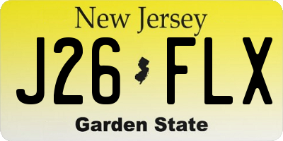 NJ license plate J26FLX