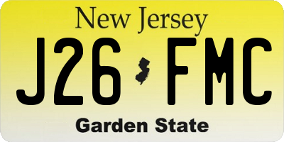 NJ license plate J26FMC