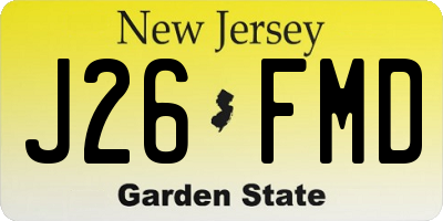 NJ license plate J26FMD