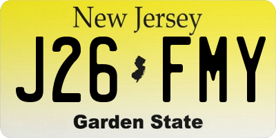 NJ license plate J26FMY