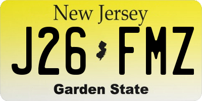 NJ license plate J26FMZ