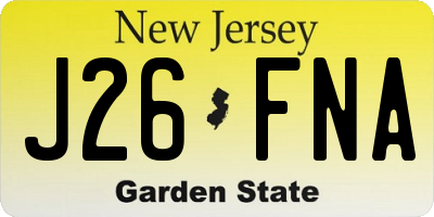 NJ license plate J26FNA