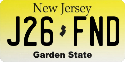 NJ license plate J26FND