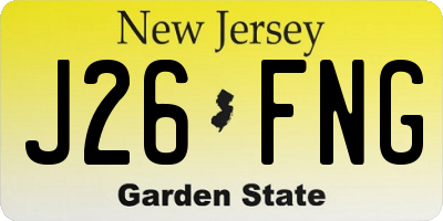 NJ license plate J26FNG