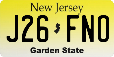 NJ license plate J26FNO