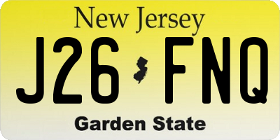 NJ license plate J26FNQ