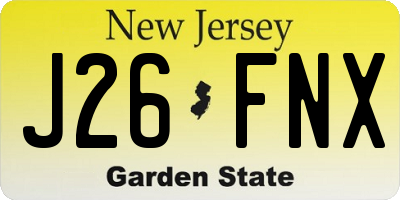 NJ license plate J26FNX