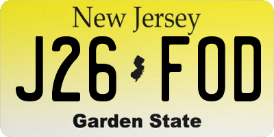 NJ license plate J26FOD