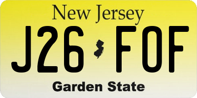 NJ license plate J26FOF