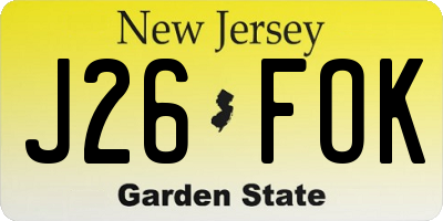 NJ license plate J26FOK