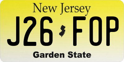 NJ license plate J26FOP