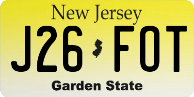 NJ license plate J26FOT