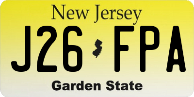 NJ license plate J26FPA