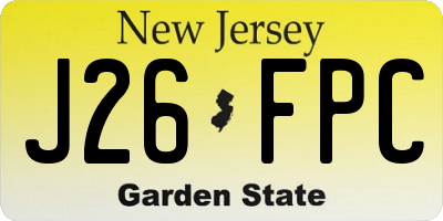 NJ license plate J26FPC