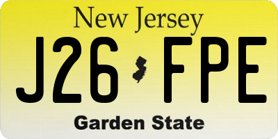 NJ license plate J26FPE