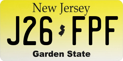 NJ license plate J26FPF