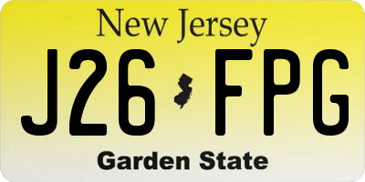 NJ license plate J26FPG