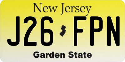 NJ license plate J26FPN