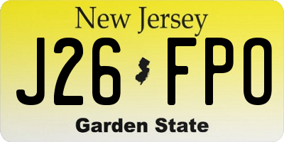 NJ license plate J26FPO