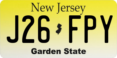 NJ license plate J26FPY