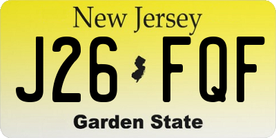 NJ license plate J26FQF