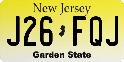 NJ license plate J26FQJ