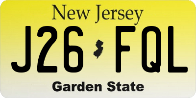 NJ license plate J26FQL