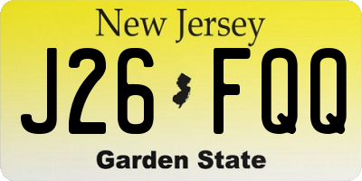 NJ license plate J26FQQ
