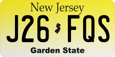 NJ license plate J26FQS