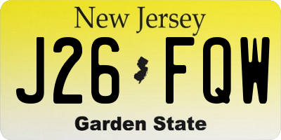 NJ license plate J26FQW