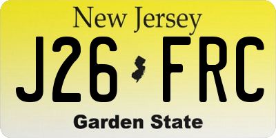 NJ license plate J26FRC