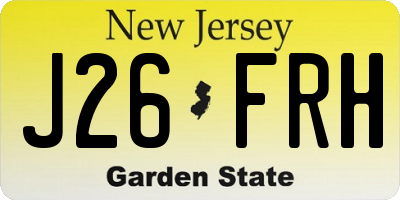 NJ license plate J26FRH